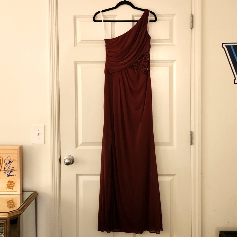 David's Bridal Wine F19419 Bridesmaid Dress